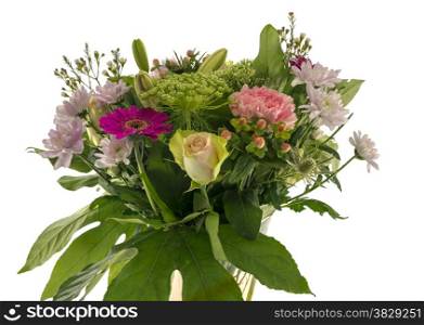 bouquet of different flowers isolted on white