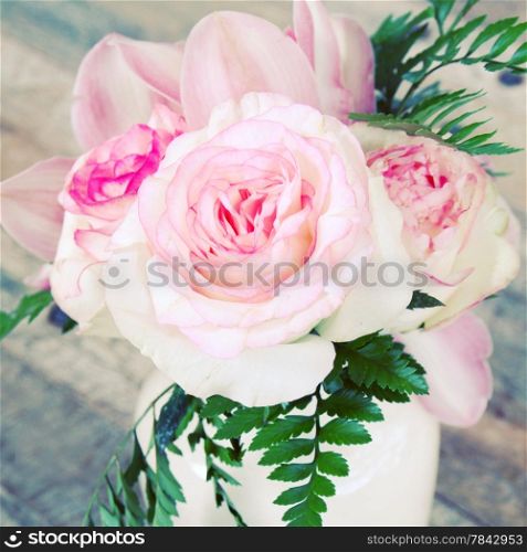Bouquet of flower with retro filter effect
