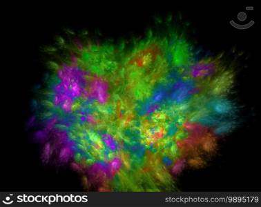 Bouquet of flowers in an abstract style on a black background