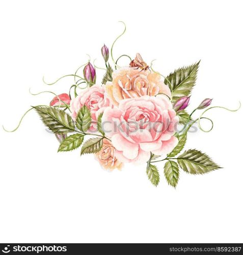 Bouquet of flowers. Watercolor illustration. Bouquet of flowers. Watercolor 