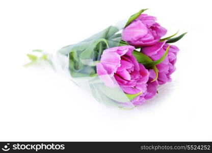 bouquet of fresh pink tulips