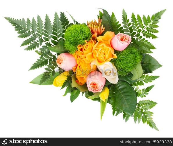 bouquet of fresh spring flowers isolated on white background. bouquet of fresh spring flowers
