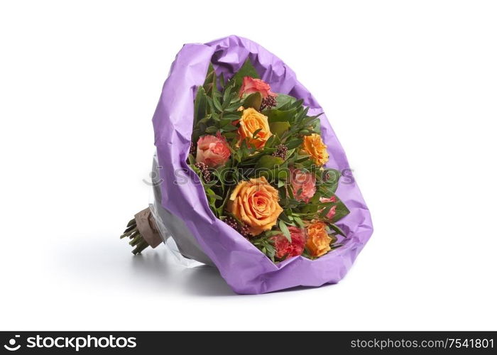 Bouquet of roses on white background