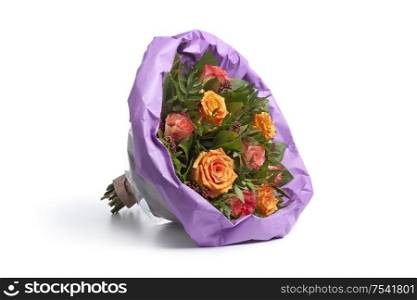 Bouquet of roses on white background