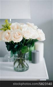 Bouquet of white pastel roses