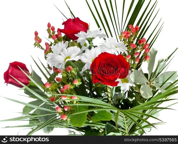 bouquet with chamomiles and roses