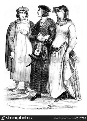 Bourgeois and Bourgeoisie, vintage engraved illustration. Magasin Pittoresque 1844.
