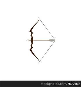 Bow with arrow icon. Flat color design. Vector illustration.