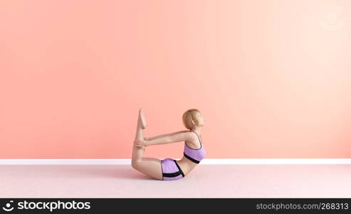 Bow Yoga Pose Female Woman Demonstration Concept. Bow Yoga Pose