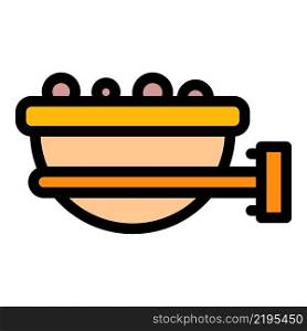 Bowl bird feeder icon. Outline bowl bird feeder vector icon color flat isolated. Bowl bird feeder icon color outline vector