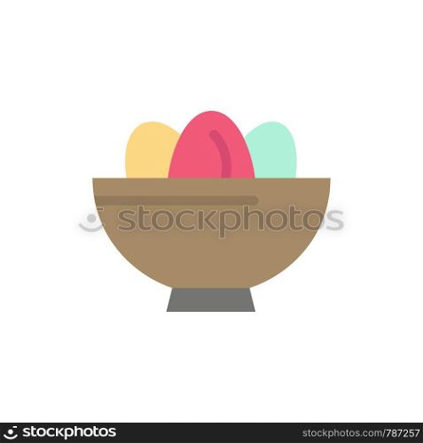 Bowl, Celebration, Easter, Egg, Nest Flat Color Icon. Vector icon banner Template