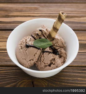 bowl decorated chocolate ice cream