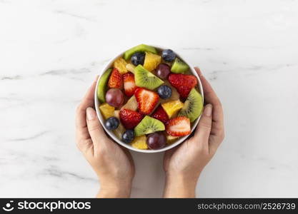 bowl healthy fruit top view