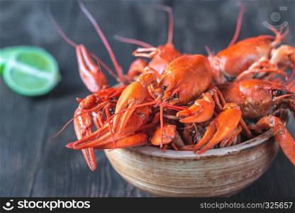 Bowl of boiled crayfish
