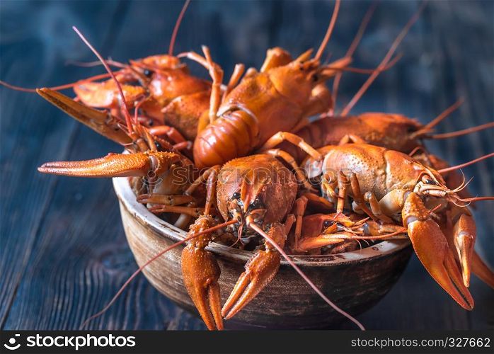 Bowl of boiled crayfish