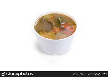 Bowl of chicken soup with vegetables