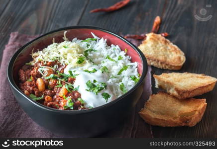 Bowl of chili con carne