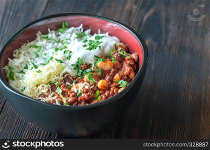 Bowl of chili con carne