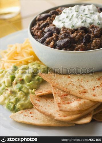 Bowl of Chilli with Tortilla Chips