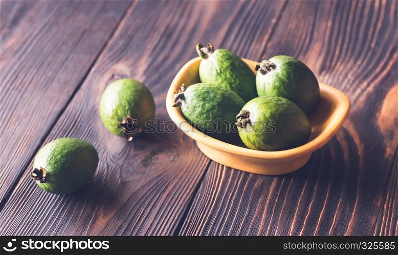 Bowl of feijoa fruits