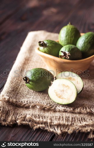 Bowl of feijoa fruits