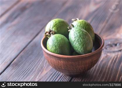 Bowl of feijoa fruits