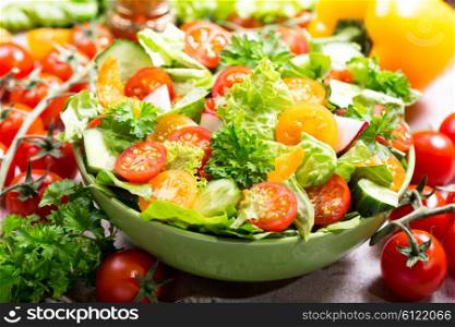 bowl of fresh salad with vegetables
