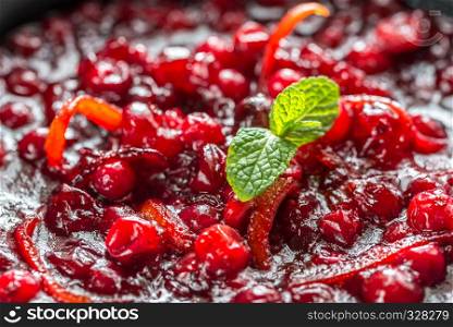 Bowl of homemade cranberry sauce
