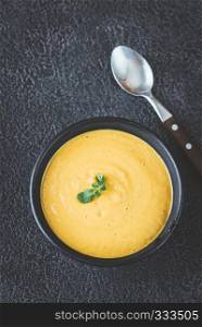 Bowl of lentil coconut creamy soup