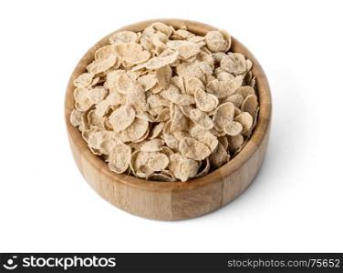 Bowl of oat flakes isolated on white background