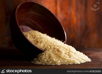 bowl of rice on wooden table