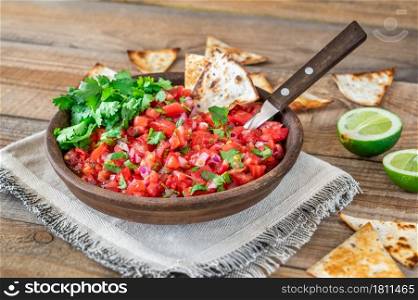 Bowl of salsa - famous Mexican sauce
