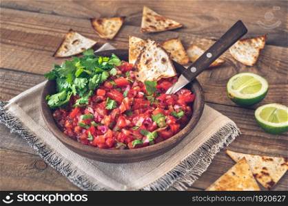 Bowl of salsa - famous Mexican sauce