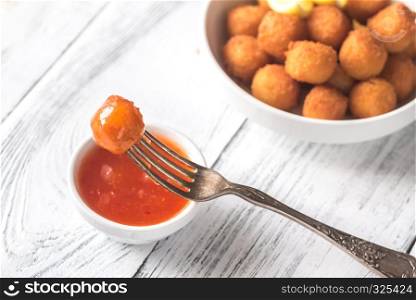 Bowl of scallop croquettes