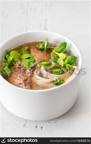 Bowl of Vietnamese soup beef pho (pho bo)