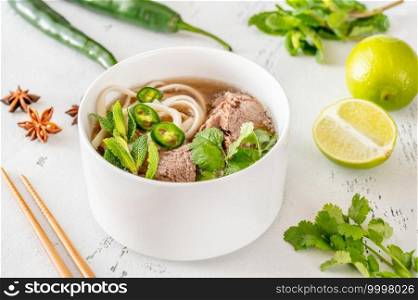 Bowl of Vietnamese soup beef pho  pho bo 