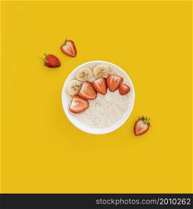 bowl with cereals fruits