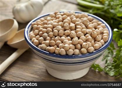 Bowl with chickpeas ready to cook