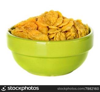 Bowl with corn flakes isolated on the white background