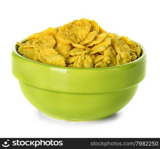 Bowl with corn flakes isolated on the white background