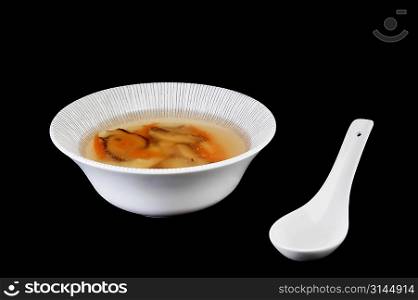 bowl with delicious mushroom soup. Chinese cuisine