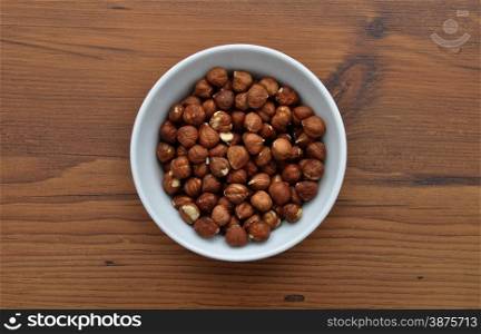 Bowl with hazelnuts