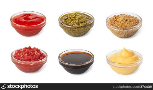 Bowl with sauce set isolated on white background. Bowl with sauce set