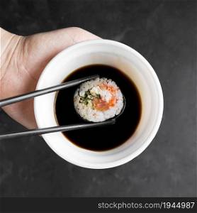bowl with sauce sushi. High resolution photo. bowl with sauce sushi. High quality photo