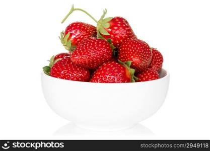 Bowl with strawberry, isolated on white background