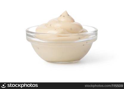 Bowl with tartar sauce. Bowl with tartar sauce isolated on white background