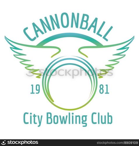 Bowling club with winged ball logo. Bright bowling club logo with boling ball and wings. Vector bowling banner isolated on white