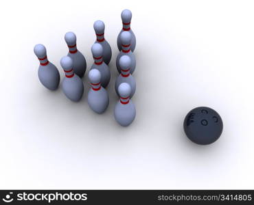 bowling pins. 3d