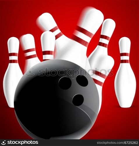 Bowling pins on red background. Bowling pins