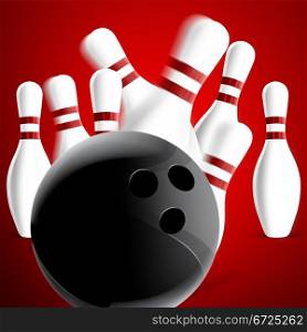 Bowling pins on red background. Bowling pins